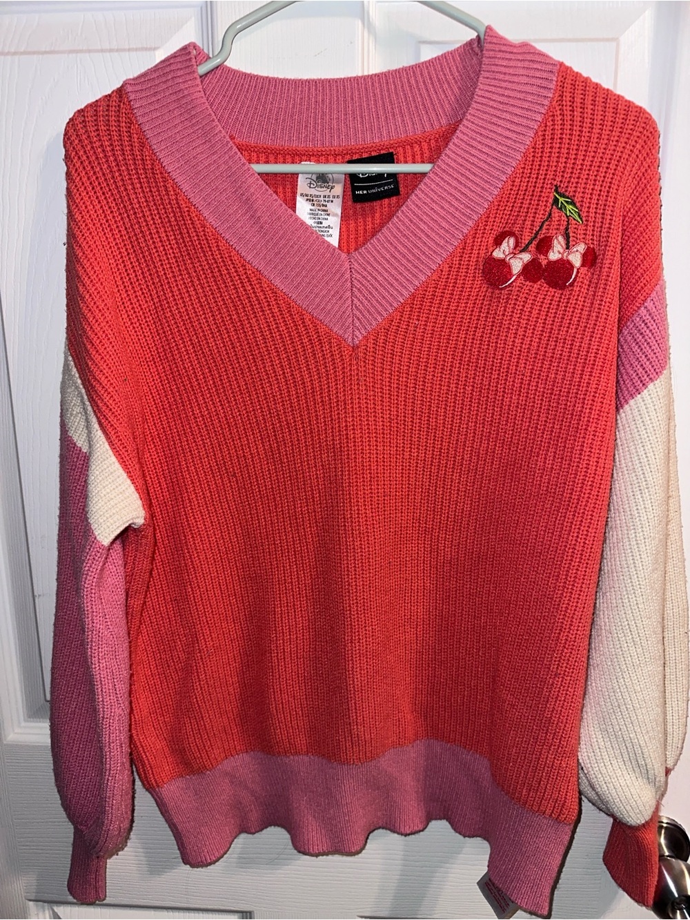 Disney Her Universe Minnie Mouse Cherry Colorblock Sweater Women’s XS
